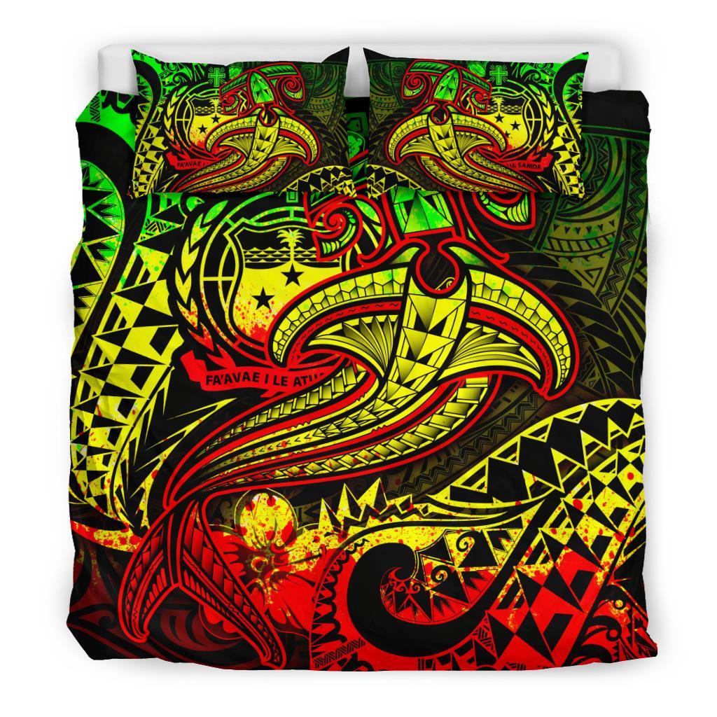 Samoa Bedding Set - Reggae Shark Polynesian Tattoo - Polynesian Pride