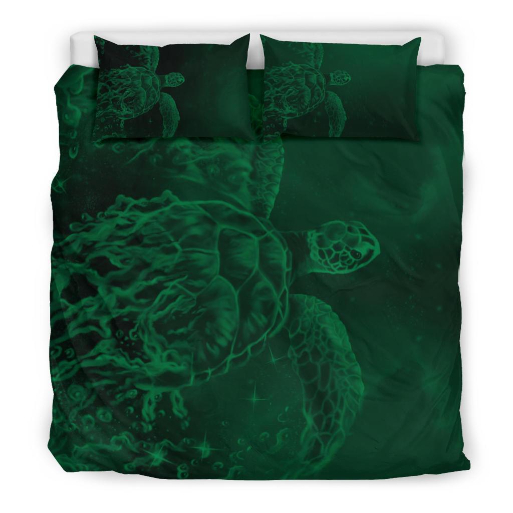 Hawaii Sea Turtle Water Color Travel Galaxy Bedding Set - AH - Green - Polynesian Pride