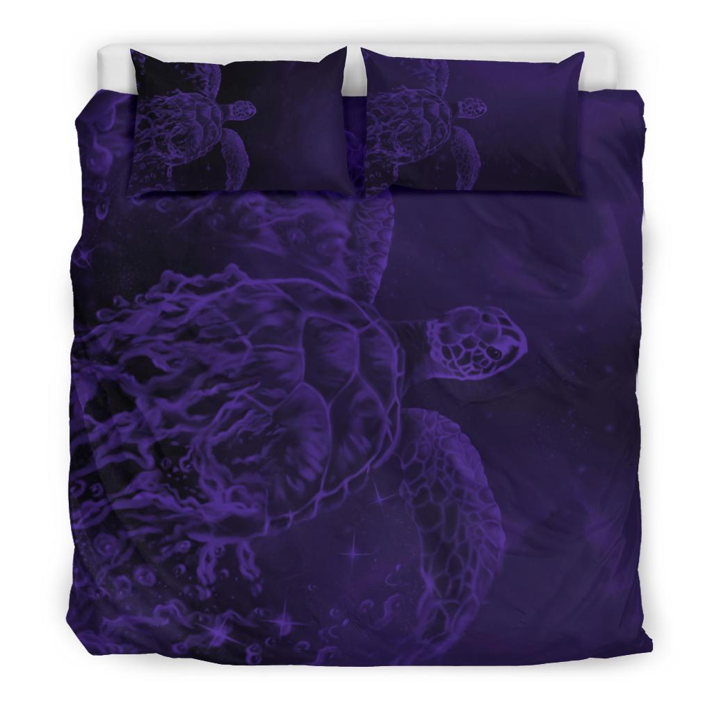 Hawaii Sea Turtle Water Color Travel Galaxy Bedding Set - AH - Purple - Polynesian Pride