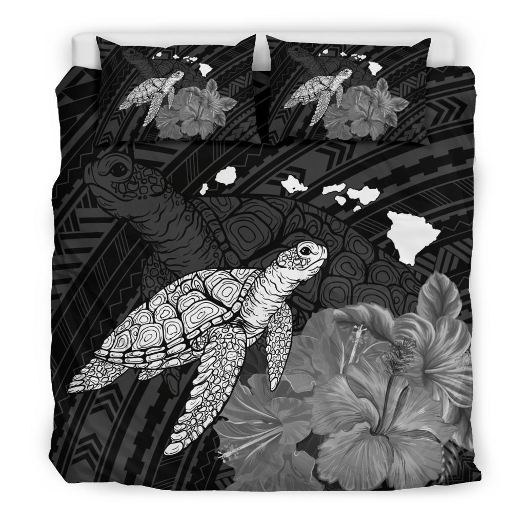 Hawaii Polynesian Hibiscus Turtle Map Bedding Set - AH - White - Polynesian Pride