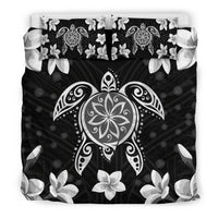 Hawaiian Silver Turtle Plumeria Bedding Set - Polynesian Pride