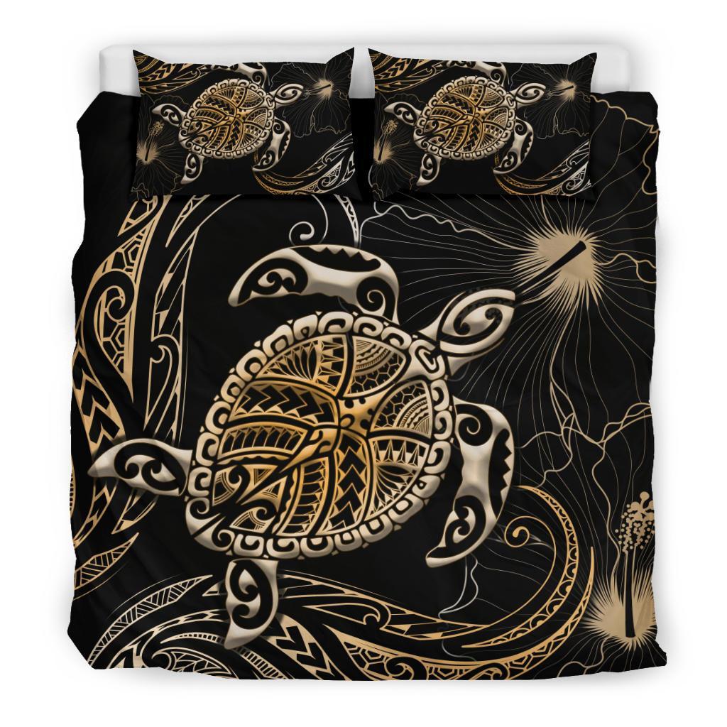 Polynesian Bedding Set Turtle Mix Hibiscus - Gold - Polynesian Pride
