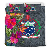 Samoa Bedding Set - Hibiscus Polynesian Pattern Gray Version - Polynesian Pride