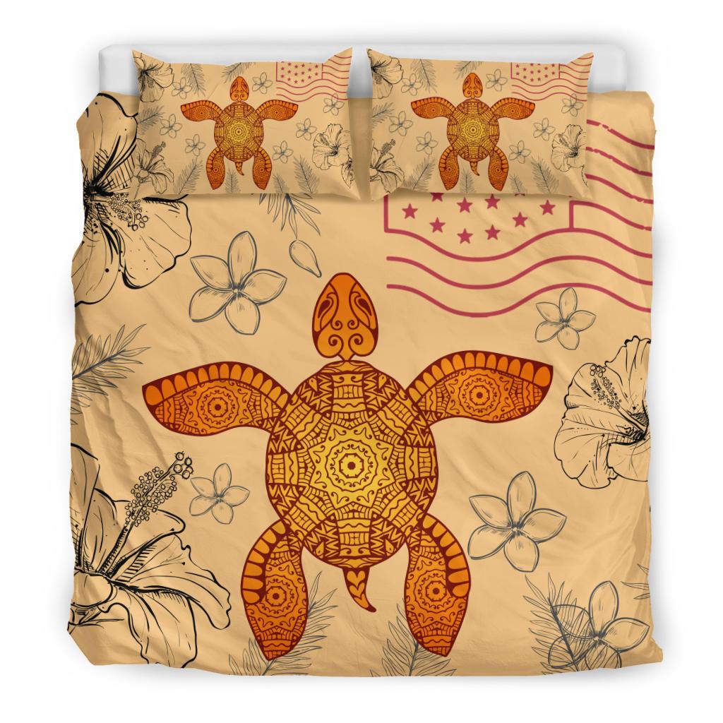 Hawaii Turtle Hibiscus Plumeria Letter Style - Bedding Set AH - Polynesian Pride
