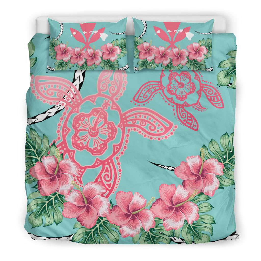 Hawaii Tropical Hibiscus Turtle Mint Style - Bedding Set AH - Polynesian Pride
