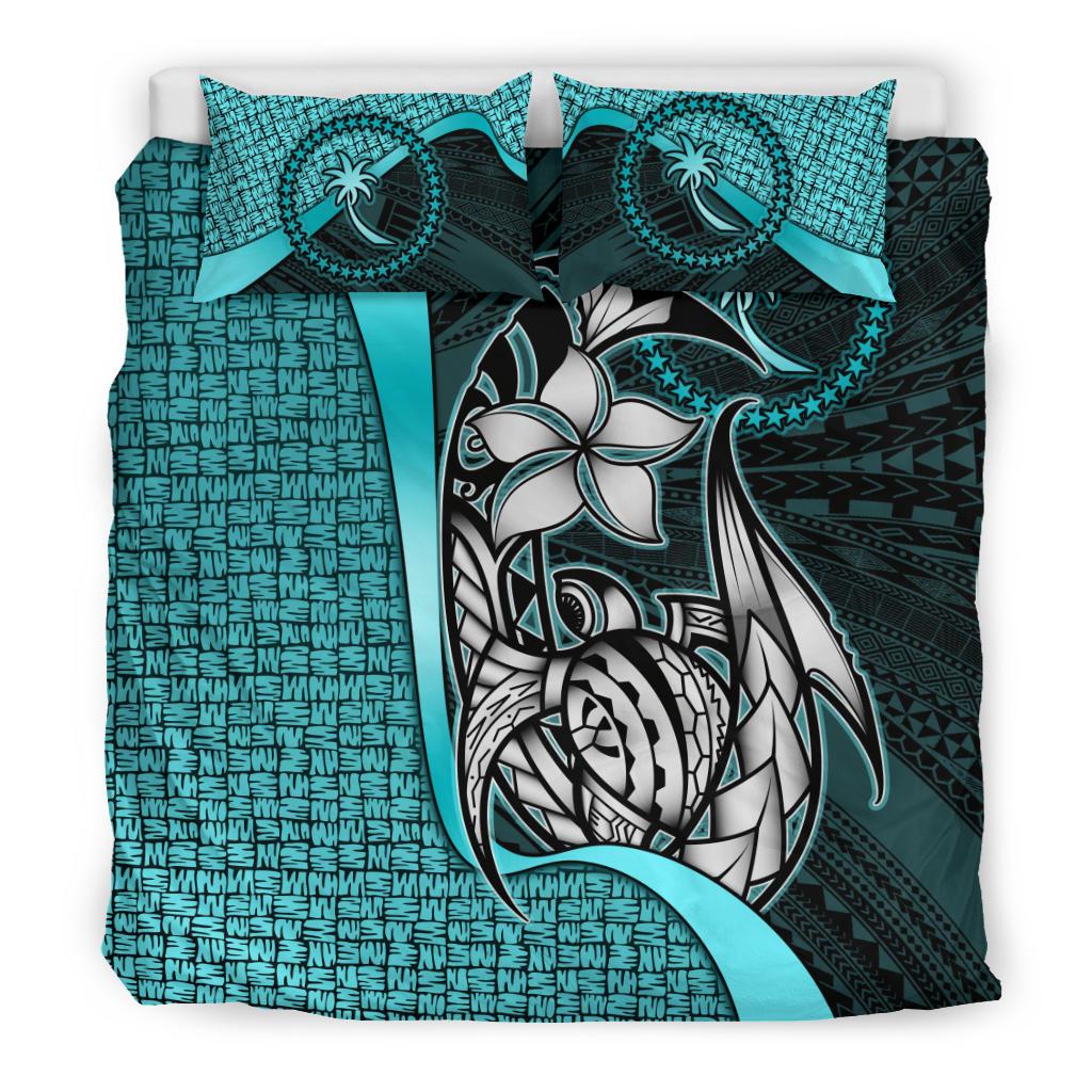 Chuuk Micronesian Bedding Set Turquoise - Turtle With Hook - Polynesian Pride
