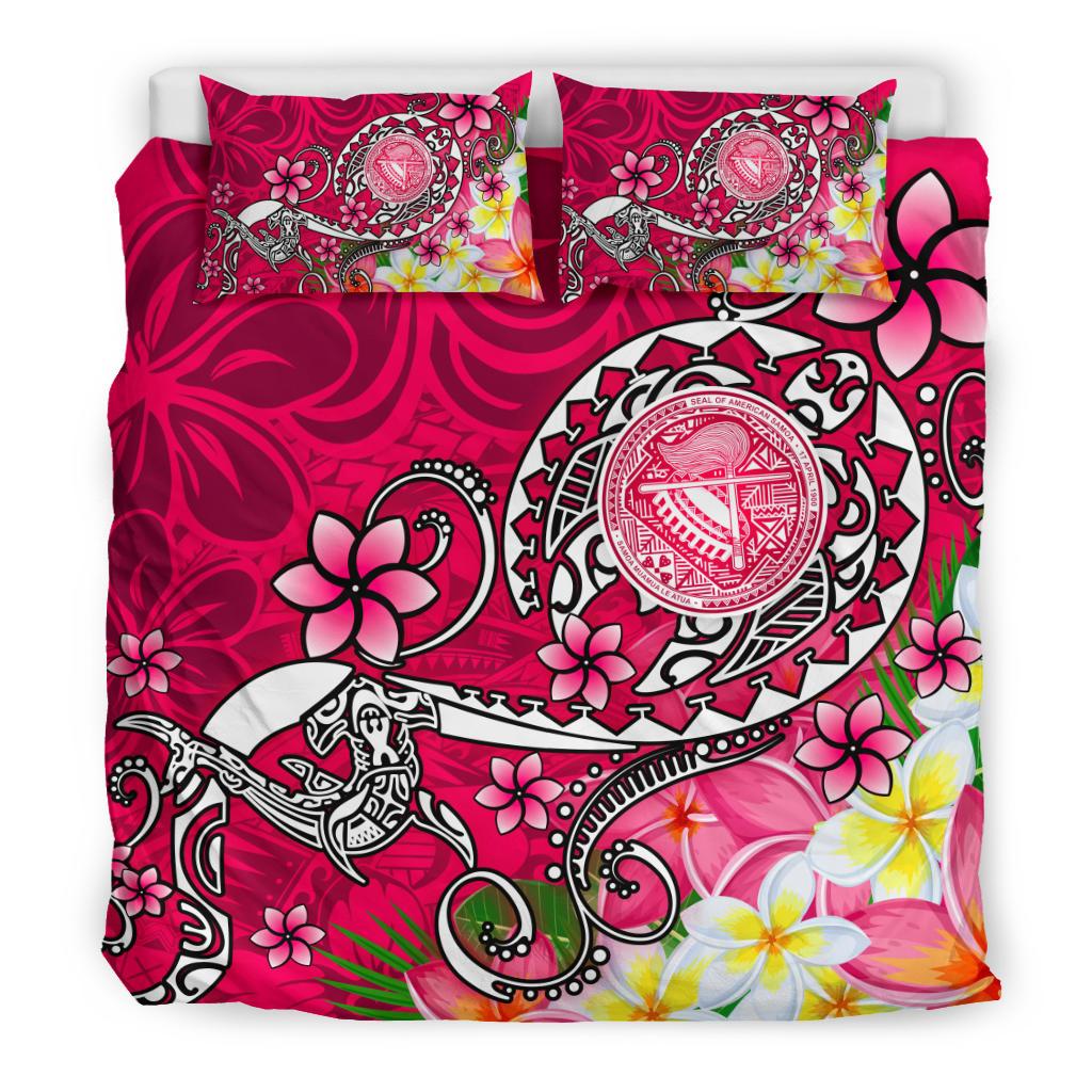 American Samoa Polynesian Bedding Set - Turtle Plumeria (Pink) - Polynesian Pride