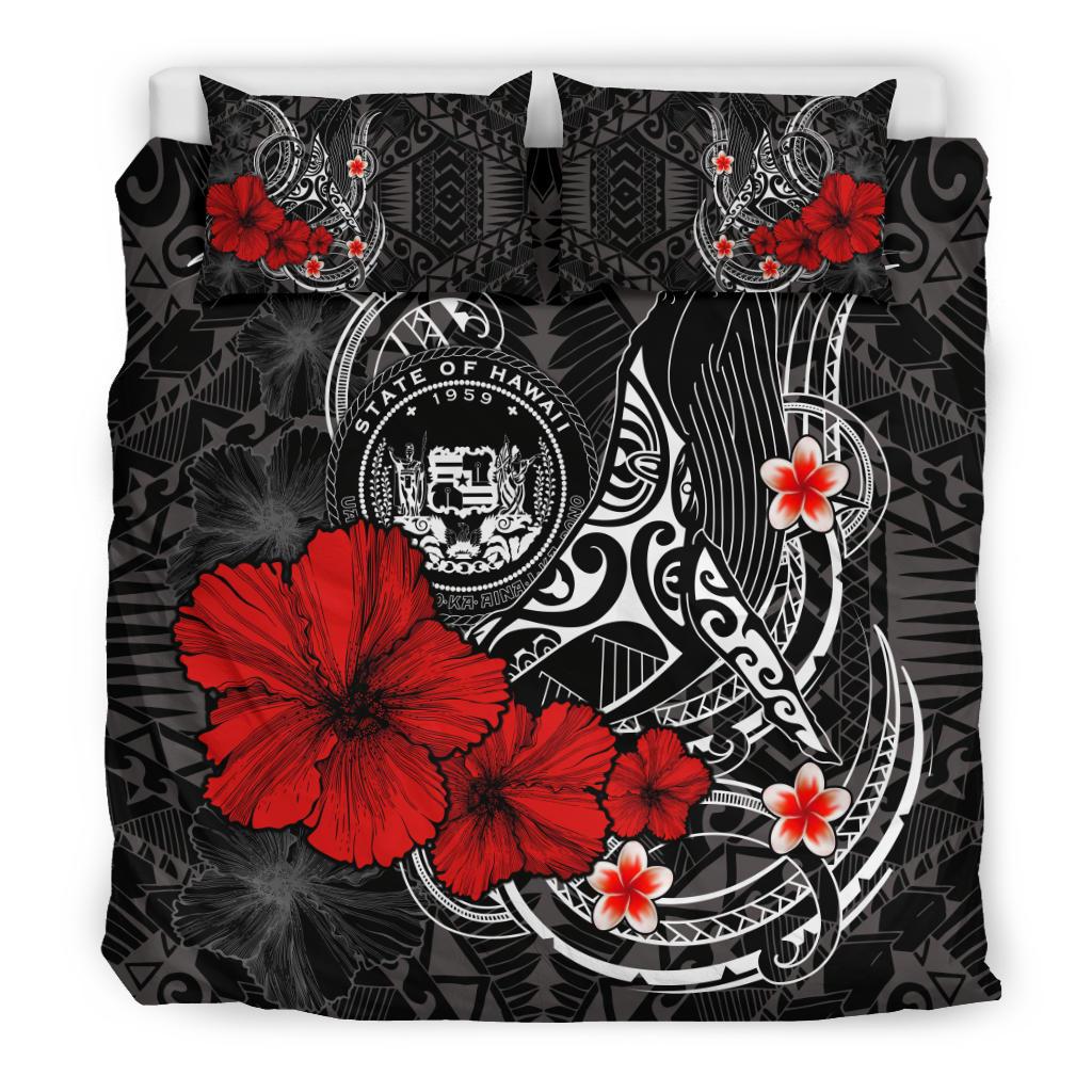 Polynesian Hawaii Bedding Set - Humpback Whale with Hibiscus (White) - Polynesian Pride
