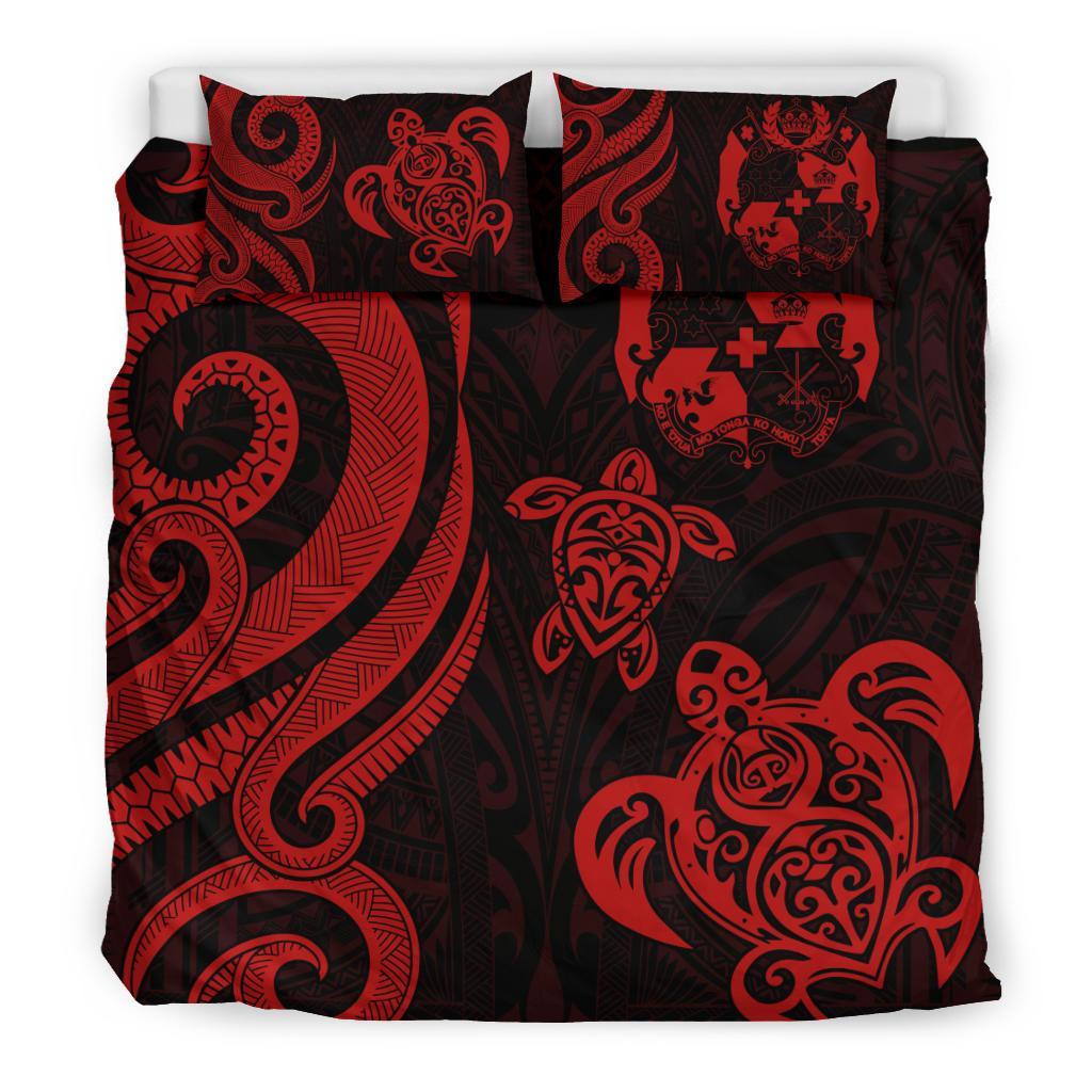 Tonga Polynesian Bedding Set - Red Tentacle Turtle - Polynesian Pride