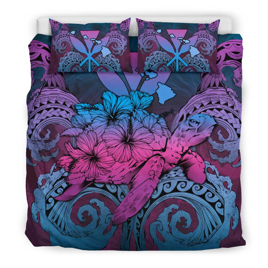 Hawaii Turtle Wave Polynesian Bedding Set - Hey Style Blue - Polynesian Pride