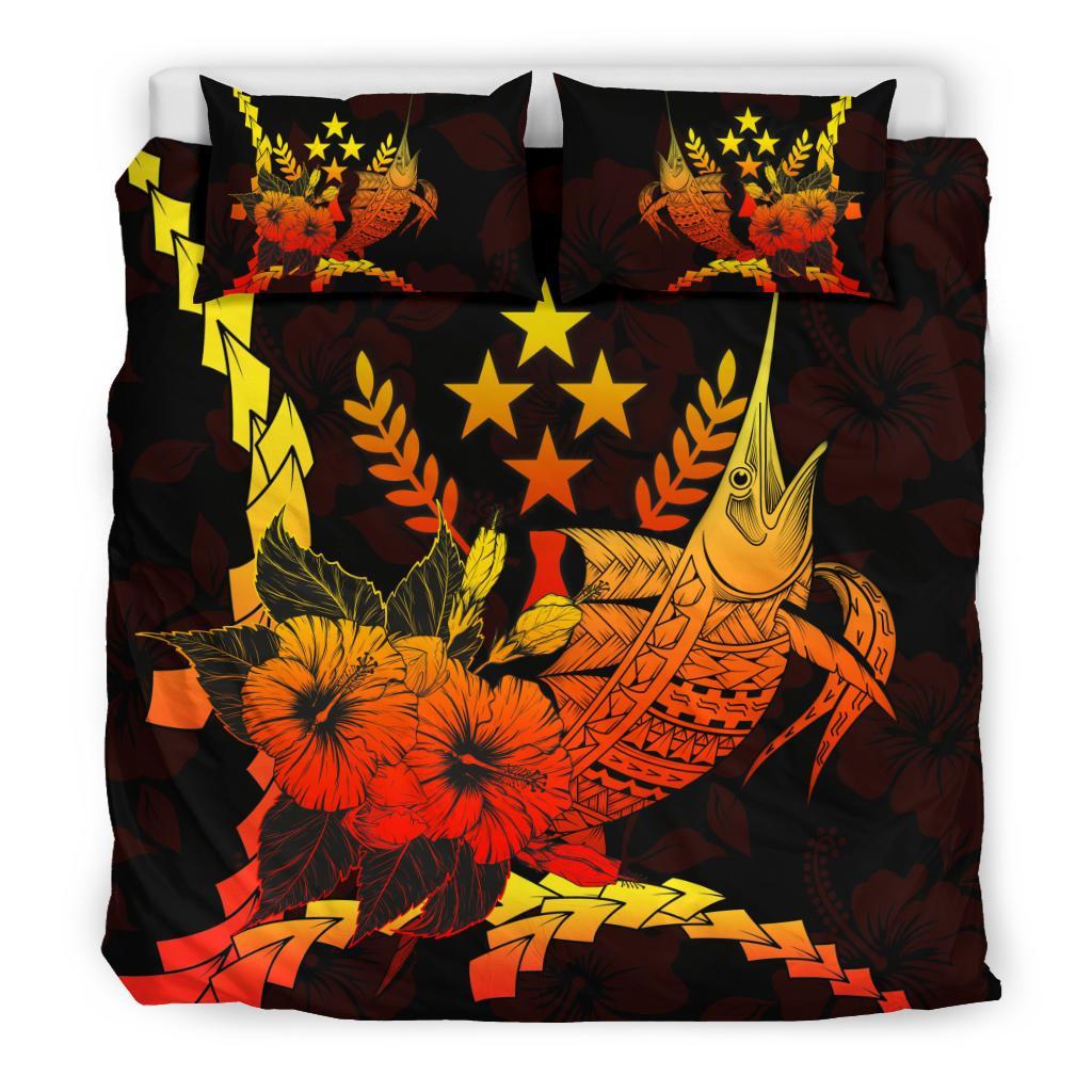 Kosrae Micronesia Bedding Set - Swordfish With Hibiscus - Polynesian Pride