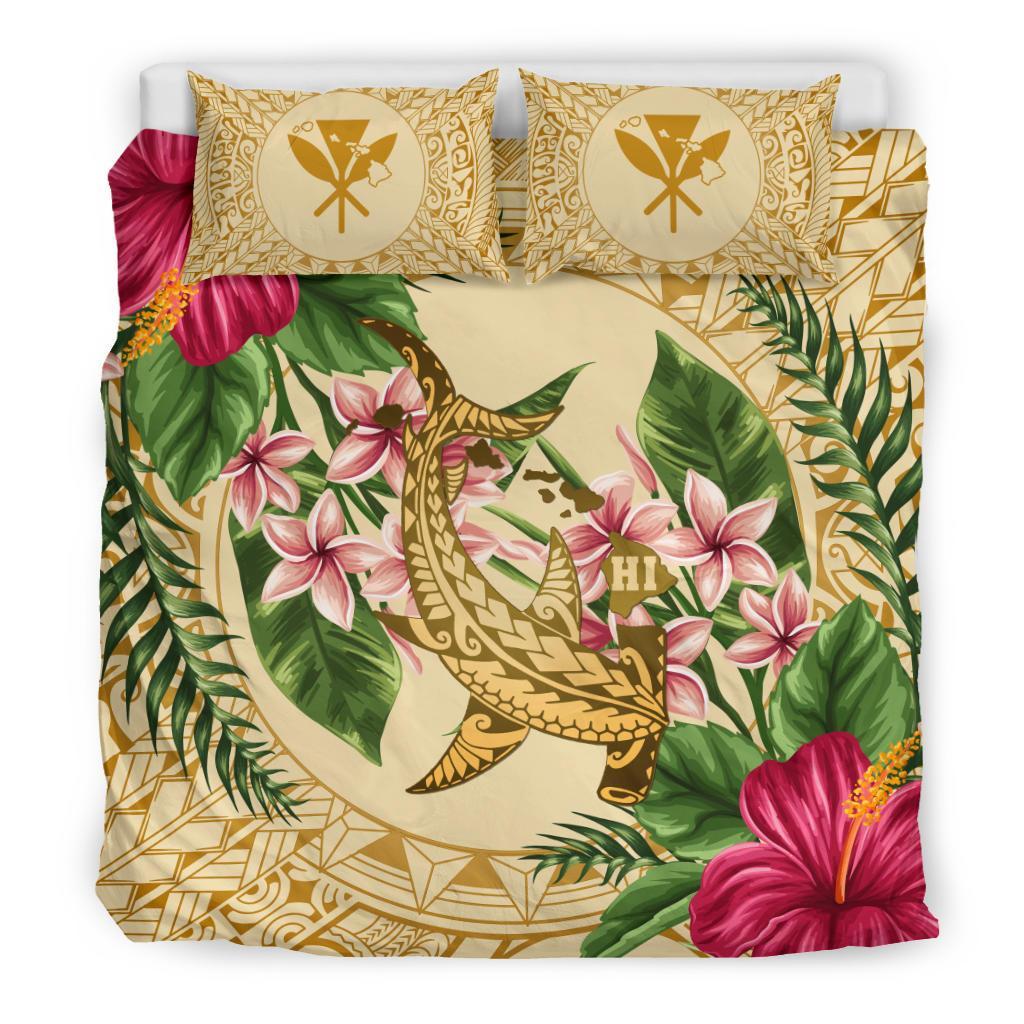 Hawaii Bedding Set - Hammerhead Shark Bedding Set Strong Pattern Hibiscus Plumeria AH - Polynesian Pride