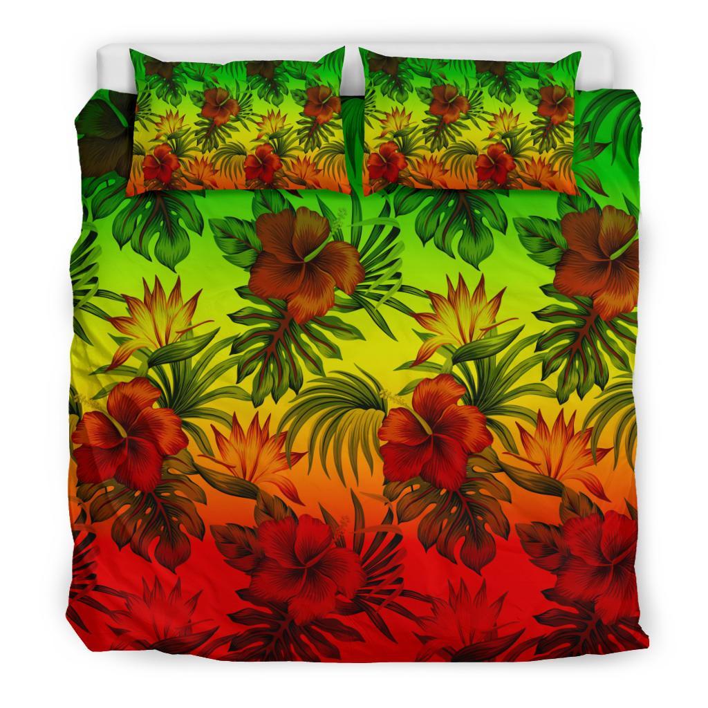 Polynesian Bedding Set - Reggae Hibiscus Patterns - Polynesian Pride