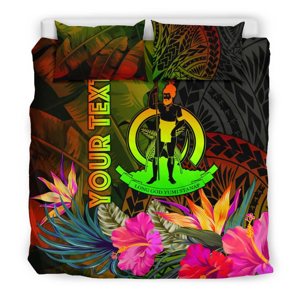 Vanuatu Polynesian Personalised Bedding Set - Hibiscus and Banana Leaves - Polynesian Pride