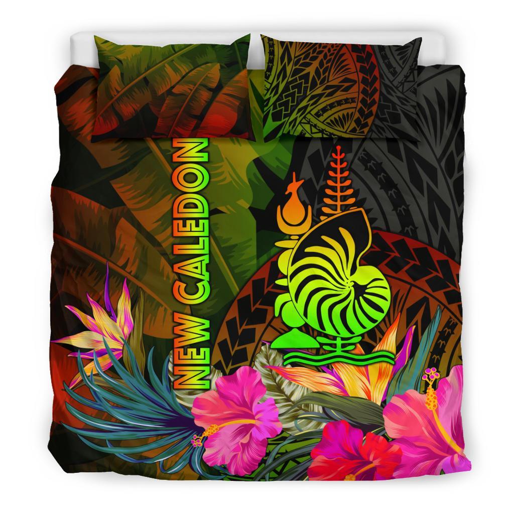 New Caledonia Polynesian Bedding Set - Hibiscus and Banana Leaves - Polynesian Pride