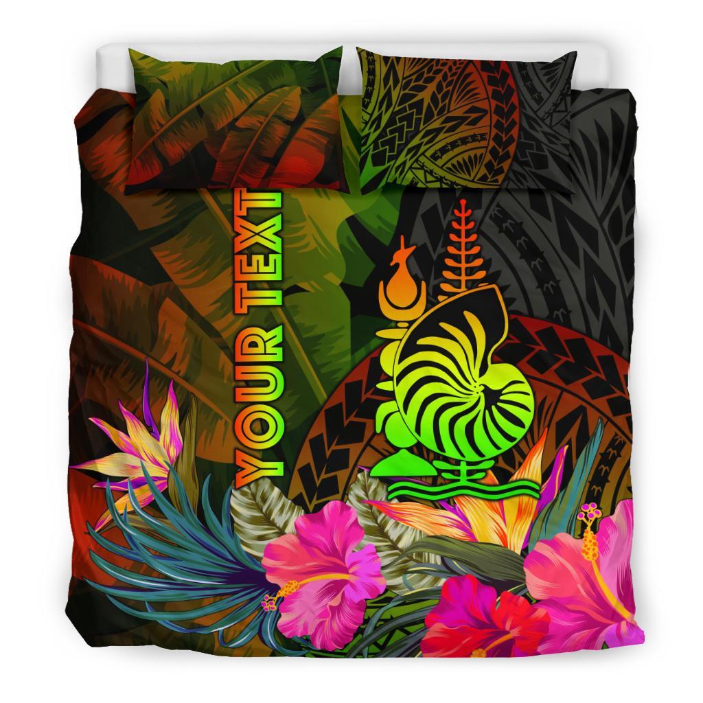New Caledonia Polynesian Personalised Bedding Set - Hibiscus and Banana Leaves - Polynesian Pride