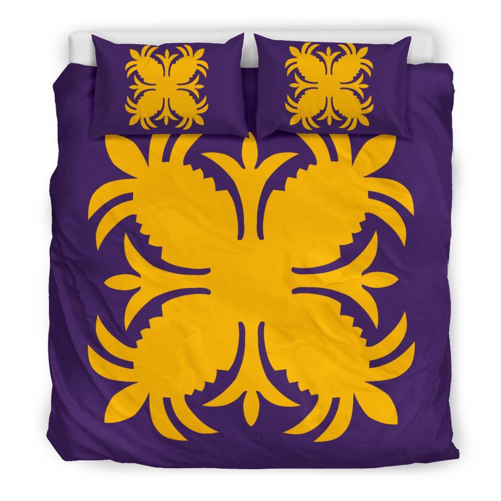 Hawaiian Bedding Set Royal Pattern - Purple And Gold - A2 Style - Polynesian Pride