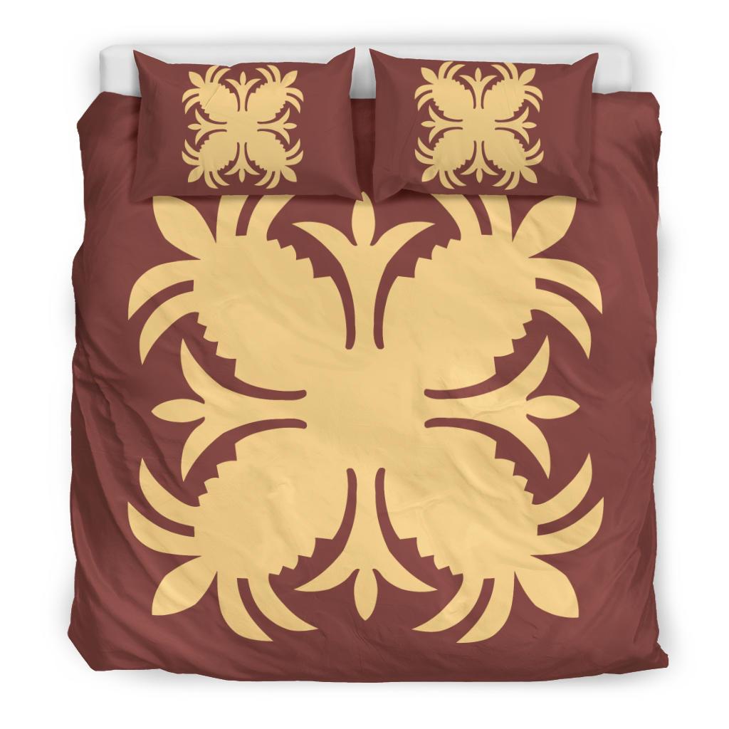 Hawaiian Bedding Set Royal Pattern - Coral - A2 Style - Polynesian Pride