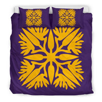 Hawaiian Bedding Set Royal Pattern - Purple And Gold - A3 Style - Polynesian Pride