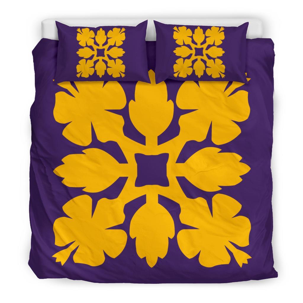 Hawaiian Bedding Set Royal Pattern - Purple And Gold - C1 Style - Polynesian Pride