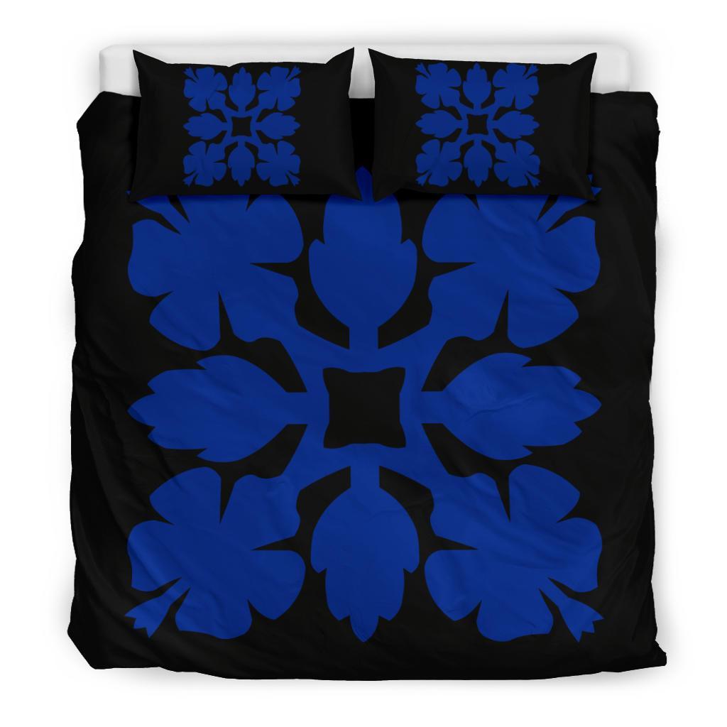 Hawaiian Bedding Set Royal Pattern - Black And Blue - C1 Style - Polynesian Pride