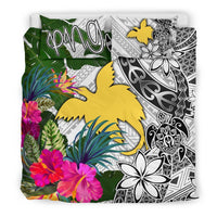Papua New Guinea Bedding Set White - Turtle Plumeria Banana Leaf - Polynesian Pride