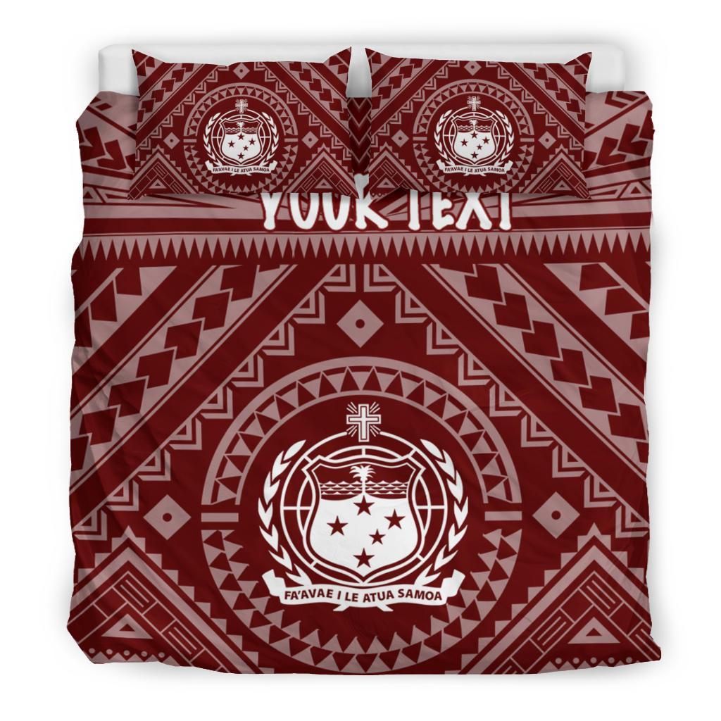 Samoa Personalised Bedding Set - Samoa Seal In Polynesian Tattoo Style (Red) - Polynesian Pride
