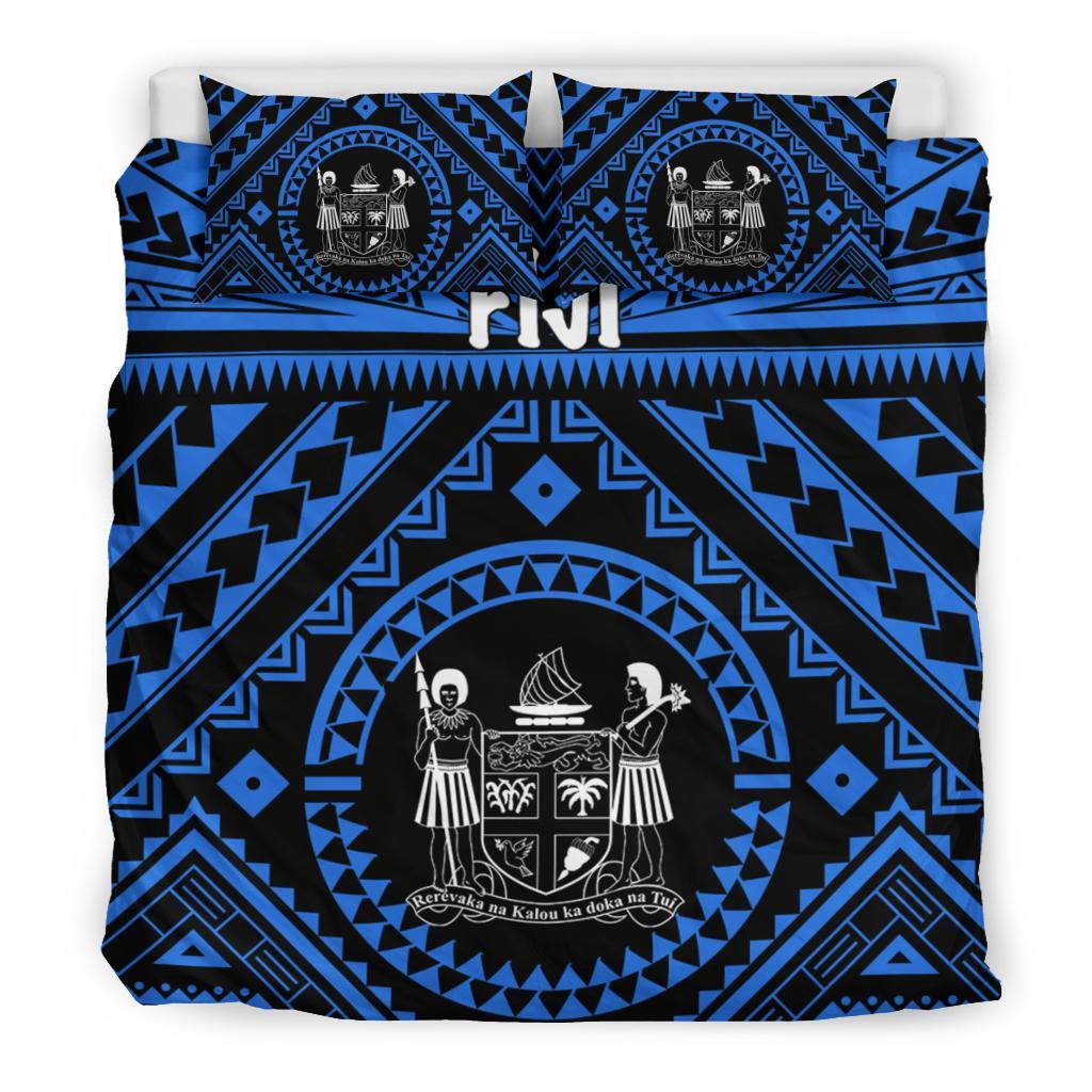 Fiji Bedding Set - Fiji Seal With Polynesian Tattoo Style (Blue) - Polynesian Pride