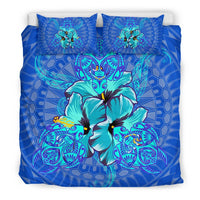 Hawaiian Turtle Hibiscus Polynesian Bedding Set - Blue - Nali Style - AH - Polynesian Pride