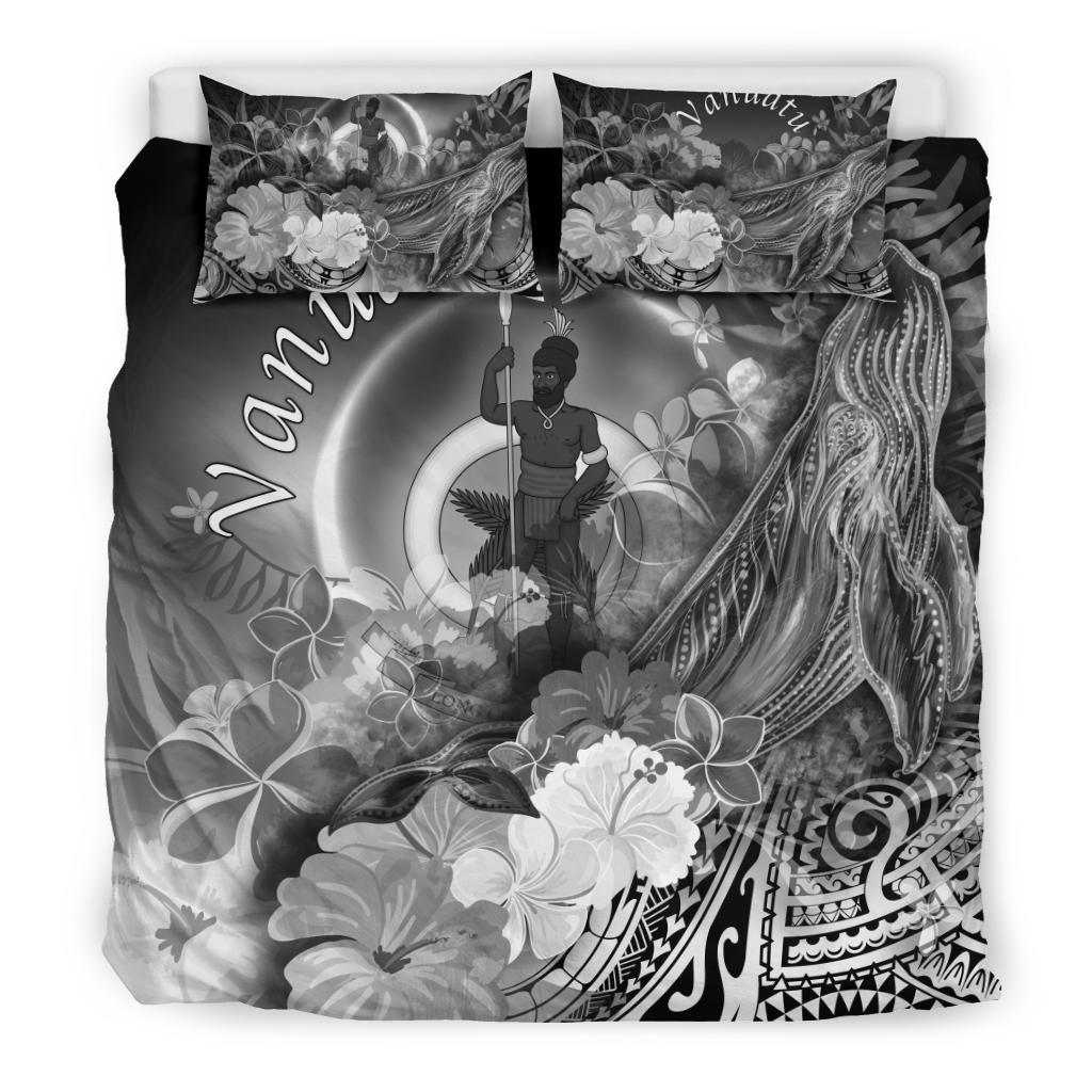Vanuatu Bedding Set - Humpback Whale with Tropical Flowers (White) - Polynesian Pride