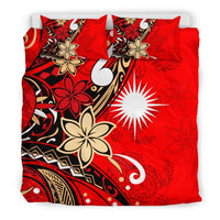 Marshall Islands Bedding Set - Tribal Flower With Special Turtles Red Color - Polynesian Pride