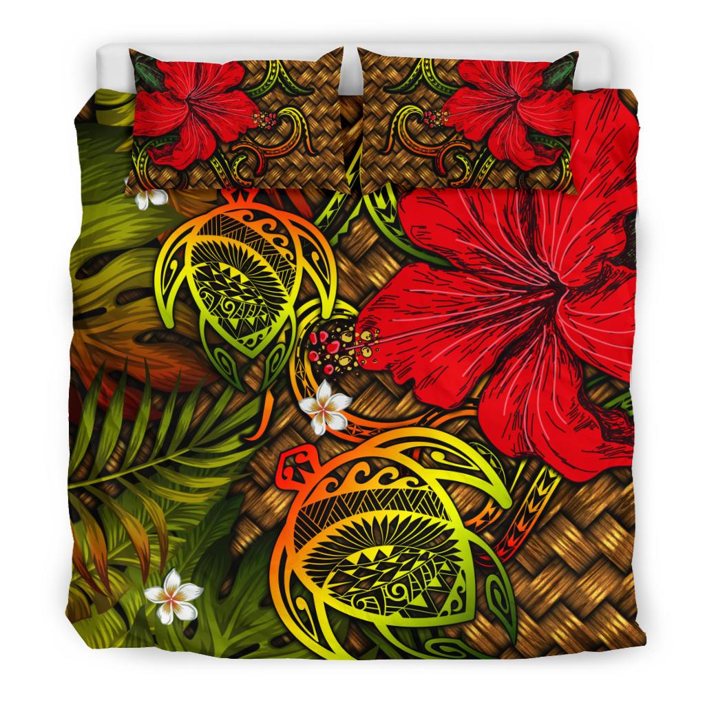 Hawaii Lauhala Hibiscus Polynesian Tropical Reggae Bedding Set - Wake Style - AH - Polynesian Pride
