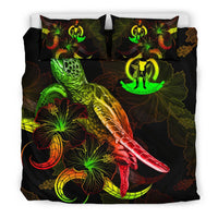 Vanuatu Polynesian Bedding Set - Turtle With Blooming Hibiscus Reggae - Polynesian Pride