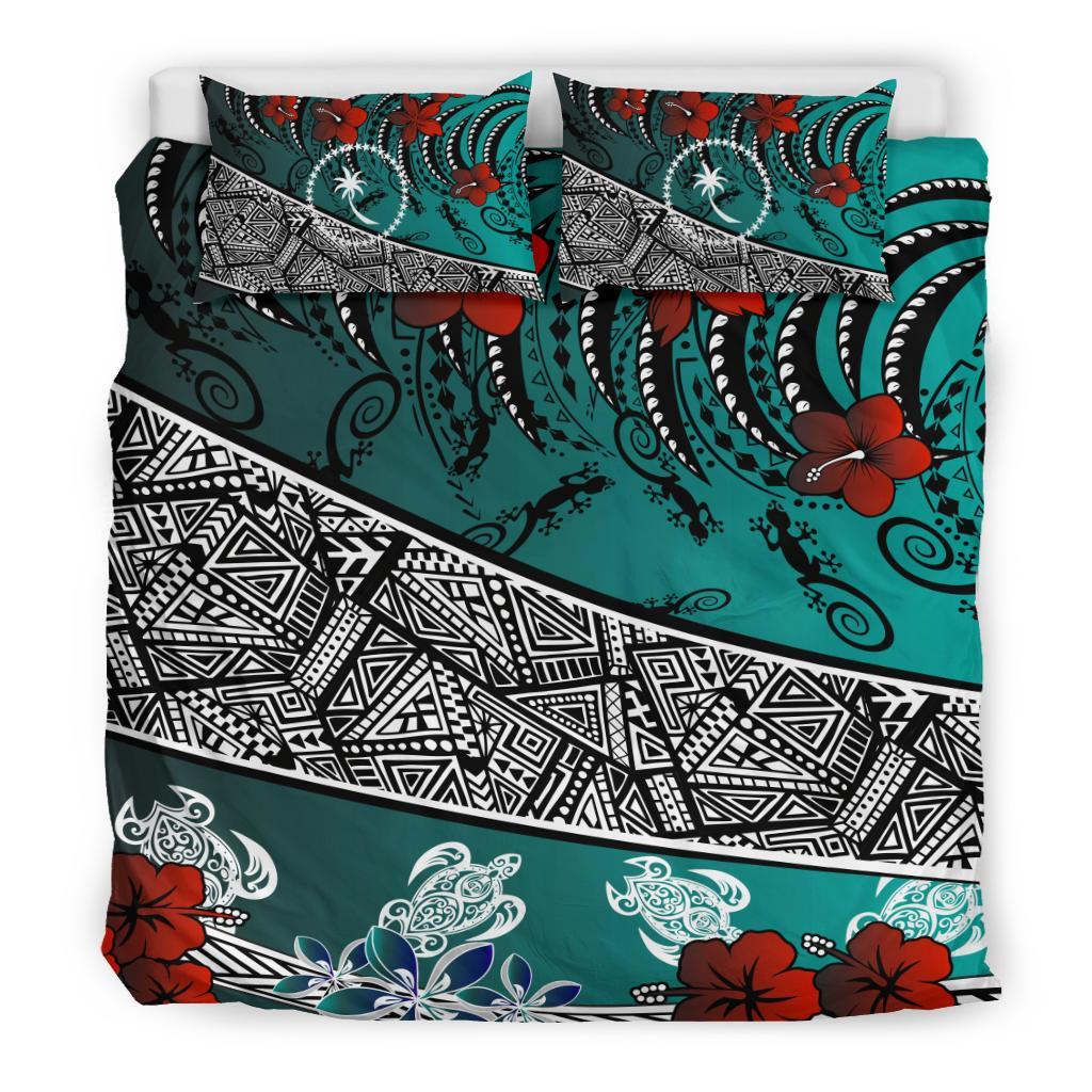 Chuuk Bedding Set - Lizard And Turtle Green - Polynesian Pride