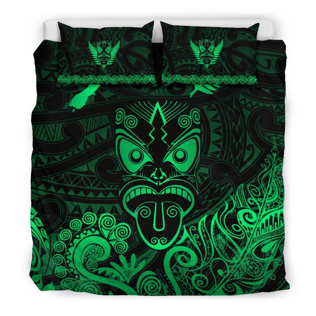 Maori Aotearoa Rugby Haka Bedding Set New Zealand Silver Fern - Green - Polynesian Pride