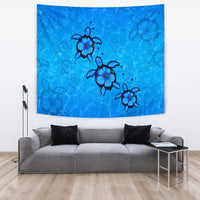 Turtle Hibiscus Swim In Sea Tapestry - Polynesian Pride