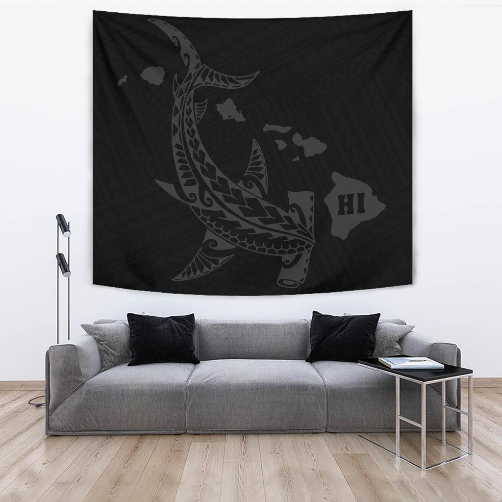 Hawaii Shark Gray Polynesian Tribal Tapestry - Polynesian Pride