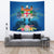 Fiji Tapestry - Turtle Hibiscus Tapa Patterns Wall Tapestry - fiji Large 104" x 88" Blue - Polynesian Pride