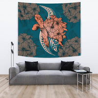 Hawaii Polynesian Turtle Hibiscus Tapestry - Orange Wall Tapestry Orange - Polynesian Pride