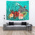 Turtle Polynesian Tapestry Hibiscus Polynesian Turquoise Wall Tapestry Large 104" x 88" Black - Polynesian Pride