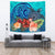 Turtle Polynesian Tapestry Hibiscus Polynesian Blue Wall Tapestry Large 104" x 88" Black - Polynesian Pride