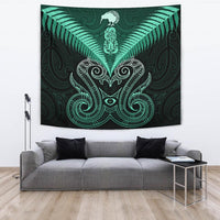 Maori Manaia New Zealand Tapestry Turquoise Wall Tapestry - Manaia Large 104" x 88" Turquoise - Polynesian Pride