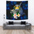 Nauru Polynesian Tapestry - Turtle With Plumeria Flowers One Style Large 104" x 88" Blue - Polynesian Pride