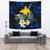 Papua New Guinea Polynesian Tapestry - Turtle With Plumeria Flowers One Style Large 104" x 88" Blue - Polynesian Pride