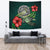 American Samoa Polynesian Tapestry - Green Turtle Hibiscus One Style Large 104" x 88" Green - Polynesian Pride