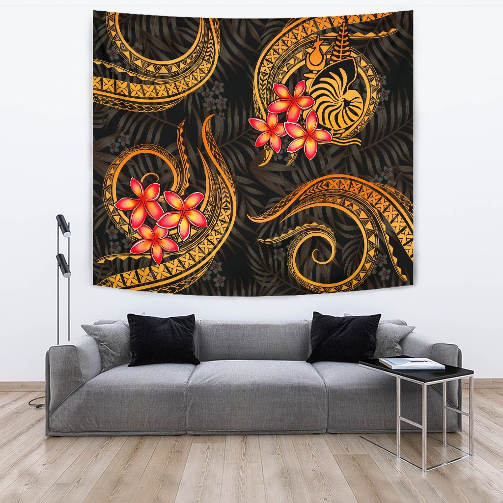 New Caledonia Tapestry - Gold Plumeria TAPESTRY Large 104" x 88" GOLD - Polynesian Pride