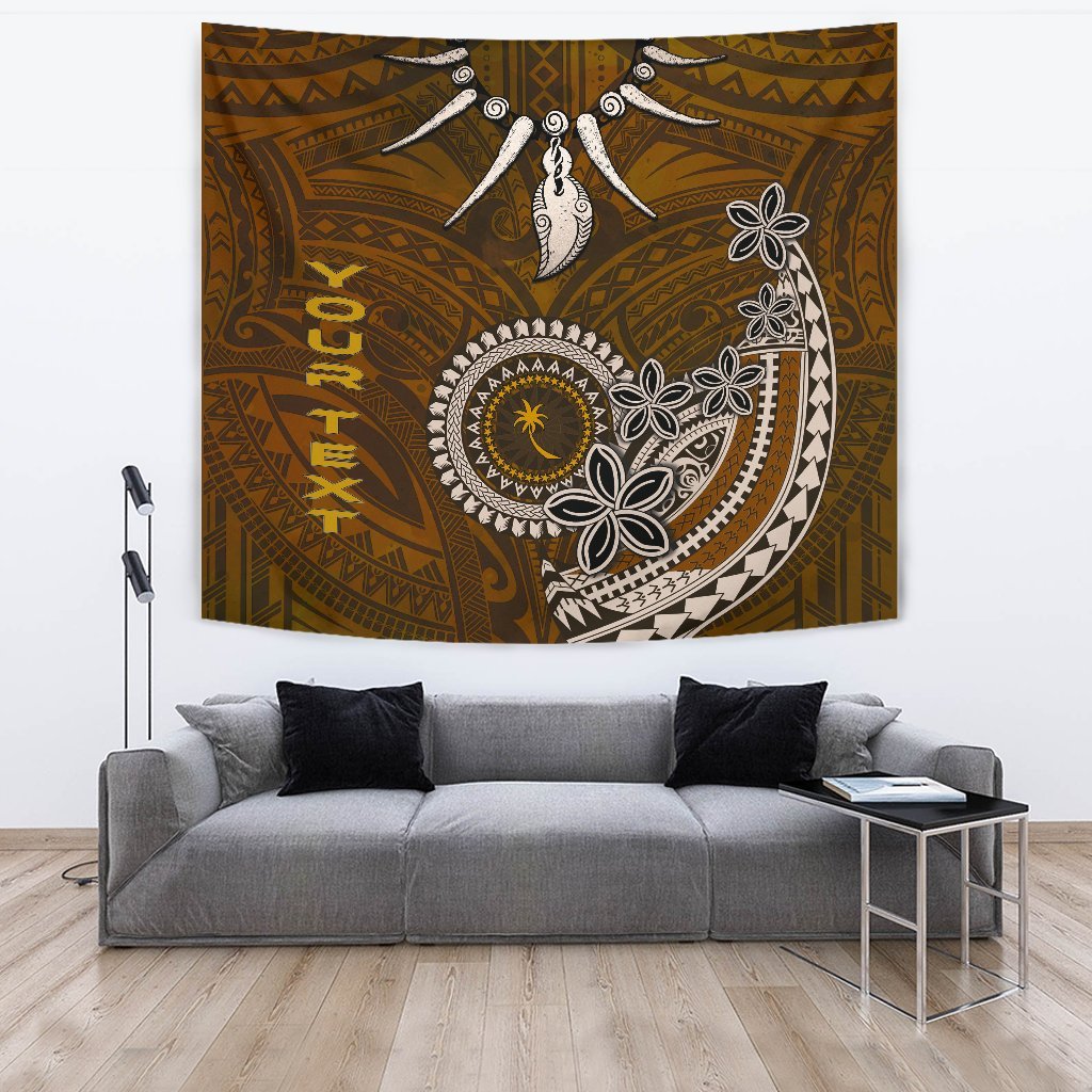 Chuuk Custom Personalised Tapestries - Polynesian Boar Tusk Wall Tapestry Brown - Polynesian Pride