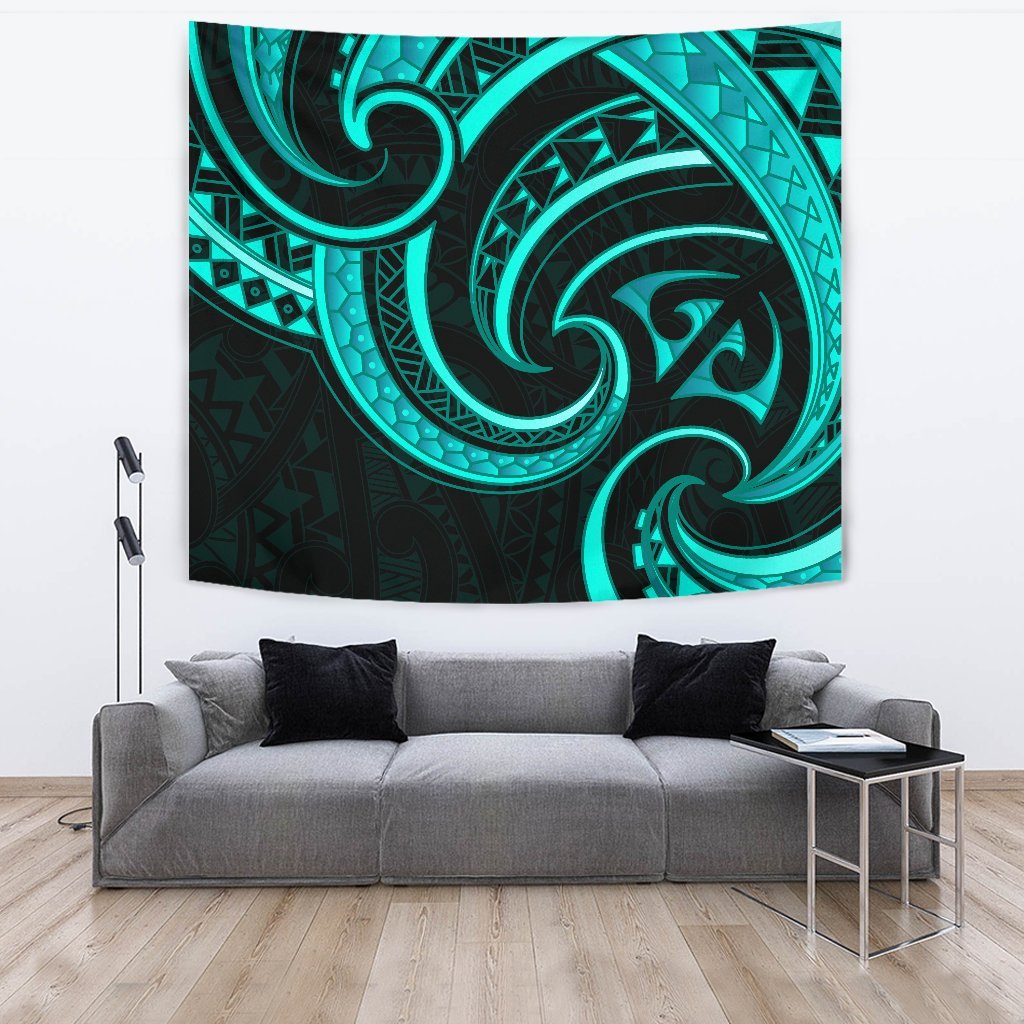 New Zealand Maori Mangopare Tapestry Polynesian - Turquoise Wall Tapestry Large 104" x 88" Turquoise - Polynesian Pride