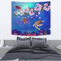 Turtle Plumeria Ocean Tapestry - Polynesian Pride