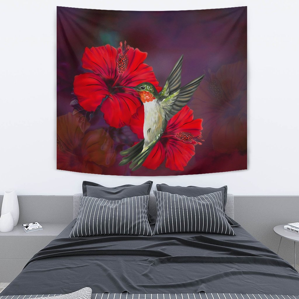 Hibiscus Hummingbird Tapestry - Polynesian Pride